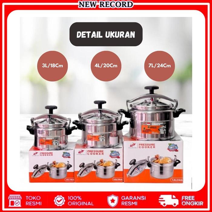 Gambar Panci Presto Tahan Ledakan Extra Tebal 3L / 4L / 7L / 11L  Pessure Cooker Original Almunium Panci Pelunak Pelembut Daging - 4L dari EmpatSaudaraJaya undefined Tokopedia