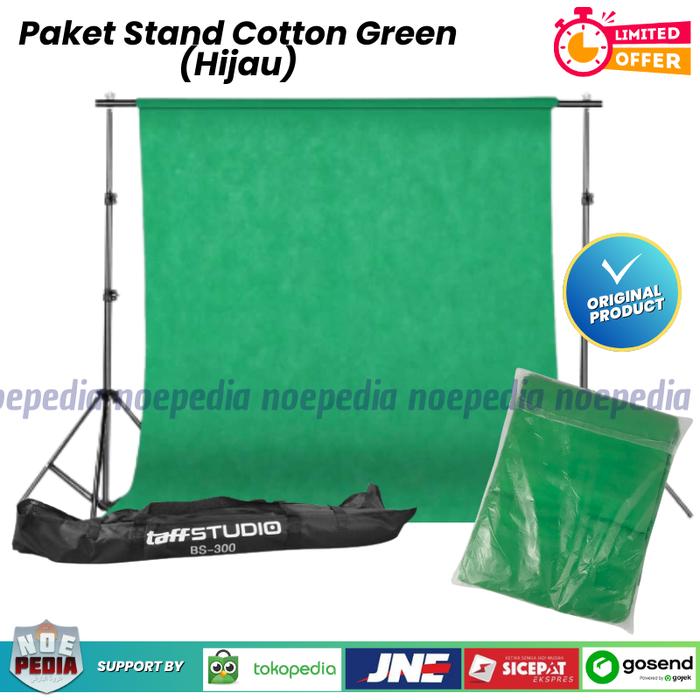 Gambar Paket Stand Background 3 x 2 m Backdrop Kain Cotton 300 x 200cm - Hijau dari noepedia undefined Tokopedia