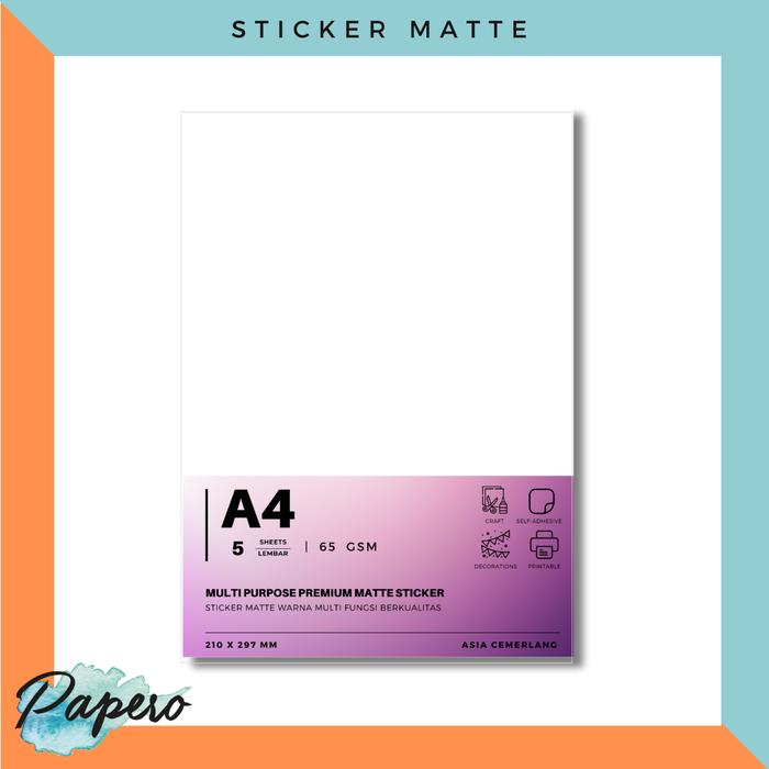 Gambar Sticker Warna Matte Multifungsi A4 - Putih dari Papero Shop undefined Tokopedia