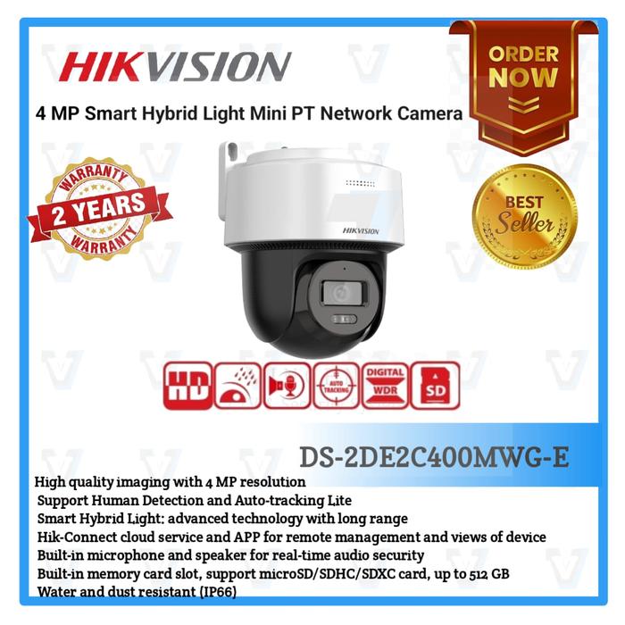 Gambar DS-2DE2C400MWG-E Hikvision 4 MP IR&White light  Audio Mini PT Network Camera dari VINCENT CCTV undefined Tokopedia