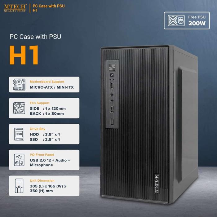 Casing Komputer M-Tech H1 H2 PSU 200 watt PC CASE OFFICE MURAH H2  di Pojokitcom Pusat It Comp Tokopedia