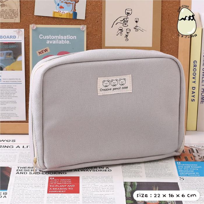 Gambar pencil case pena tempat pensil tas pencil tempat alat tulis 90°kapasitas besar terbaru pensil case multifungsi tempat makeup Korea organizer box new - Gray dari Little Ayesha undefined Tokopedia