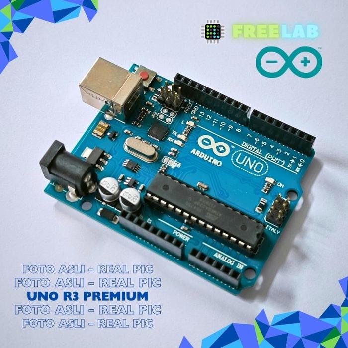 Gambar Uno R3 ATMega 328P dengan ATMega 16u2 + Kabel USB Kompatibel Ardu IDE - Uno PREMIUM dari Freelab Jakarta undefined Tokopedia