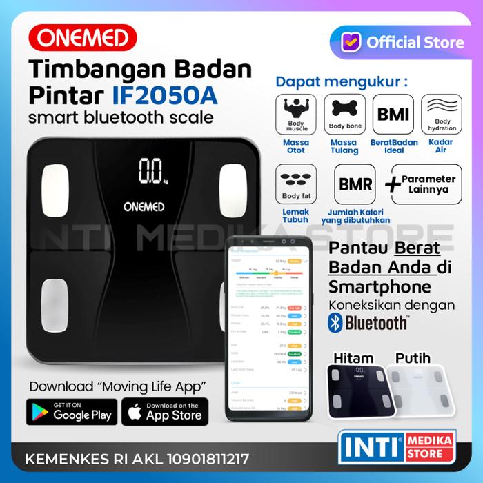 Gambar ONEMED - Timbangan Badan Digital Body Fat BMI Android / IOS IF2050 - IF2050, Putih dari INTI MEDIKA STORE undefined Tokopedia