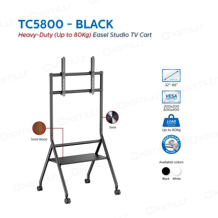 Gambar Bracket Standing LED TV Heavy Duty Roda Portable 32-86 INCH OXIMUS TC5800 Optimalisasi Ruang dengan Bracket Standing Roda Serbaguna dan Modern - TC5800 Hitam, Seller dari Oximus Indonesia undefined Tokopedia
