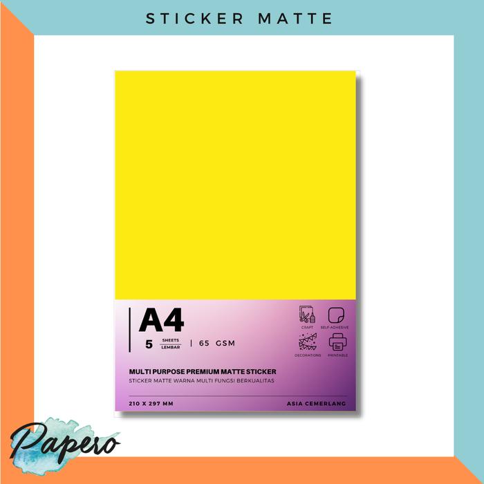 Gambar Sticker Warna Matte Multifungsi A4 - Kuning dari Papero Shop undefined Tokopedia
