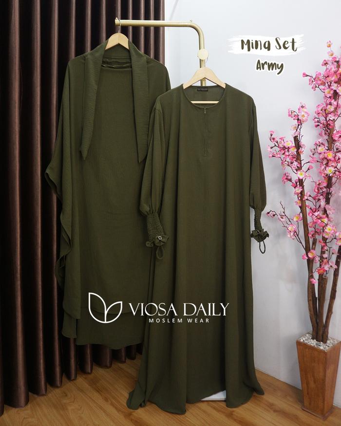 Gambar MINA Set Abaya + French Khimar Semi Instan - Army, Size 1 (PB 137) dari Lim Galeri Official undefined Tokopedia