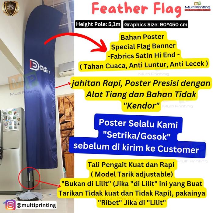Gambar Feather Flag/ Feather Banner/ Flag Banner/ Flying Banner/ Beach Flag dari Multi Printing Group undefined Tokopedia