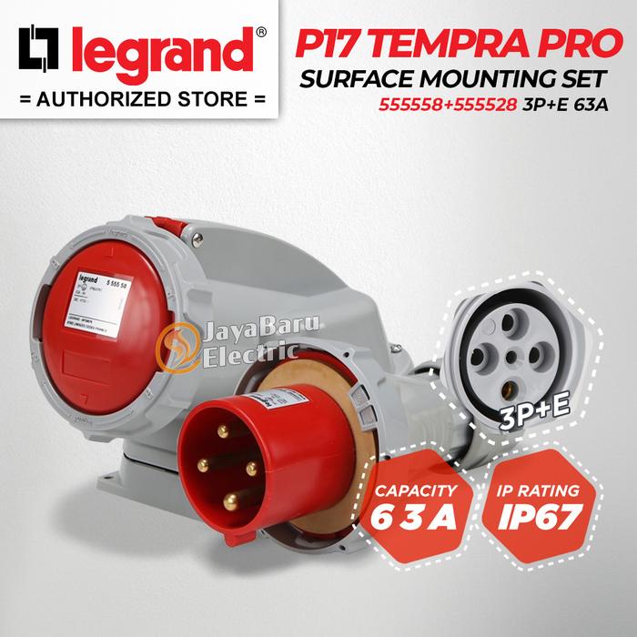 Gambar [1 SET] LEGRAND P17 Tempra Pro Surface Mounting 3P+E 4 Pin 63A IP67 Industrial Plug Socket Colokan Industri Original 555558 555528 - Plug Socket Set dari Sinar Jaya Baru_NEW undefined Tokopedia