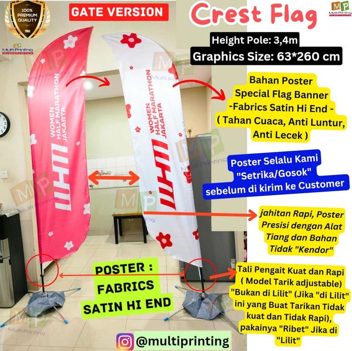 Gambar Flag banner + Flying Banner 3 meter+ Flying Banner 5m + Cetak Poster - 1 sisi - 3.4 m dari Multi Printing Group undefined Tokopedia