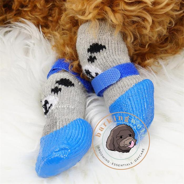 Gambar Kaos Kaki Sepatu Anjing Boots - Pet Waterproof Socks Anti Slip 4pcs Dog Cat - Biru, S dari Barking Well undefined Tokopedia