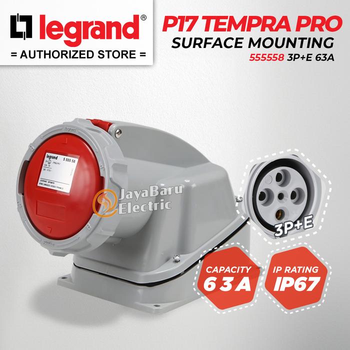 Gambar [1 SET] LEGRAND P17 Tempra Pro Surface Mounting 3P+E 4 Pin 63A IP67 Industrial Plug Socket Colokan Industri Original 555558 555528 - Socket dari Sinar Jaya Baru_NEW undefined Tokopedia