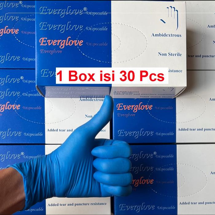 Gambar Sarung tangan latex biru everglove non powder. Sarung tangan karet - BIRU 30 PCS, S dari SampoernaGrp undefined Tokopedia
