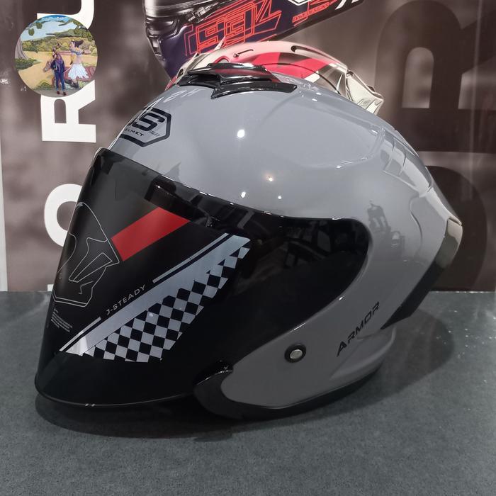 Gambar HELM JS ARMOR SINGLE VISOR HELM HALF FACE - GREY GLOSSY, All Size dari ER Motoshop undefined Tokopedia