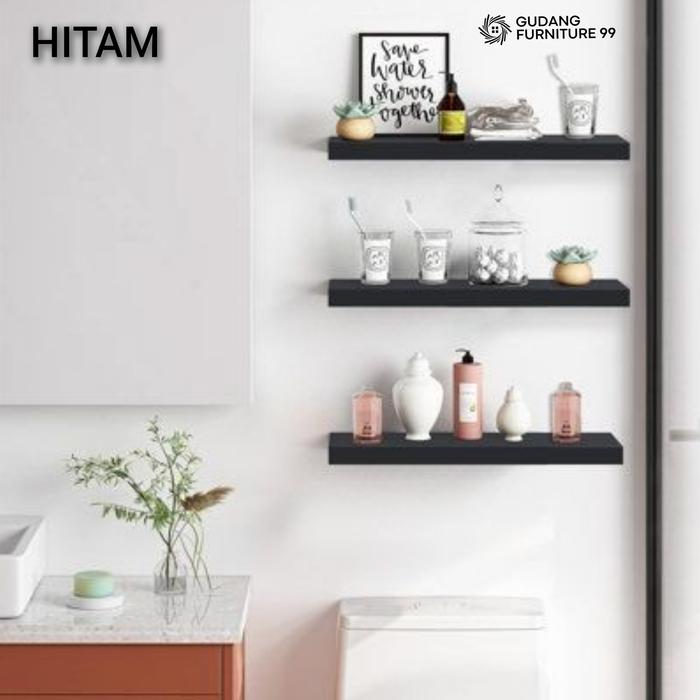 Gambar Ambalan Dinding Decorasi Panjang 80_100 cm, Lebar 20 cm, Tebal 2 cm dan 4 cm/ Ambalan Decorasi/ Ambalan Dinding minimalis/ Promo Ambalan Murah / Ambalan Rak Buku / Ambalan Rak Tisu / Ambalan Rak Bumbu - Hitam, 100 x 20 x 2 cm dari gudang furniture 99 undefined Tokopedia