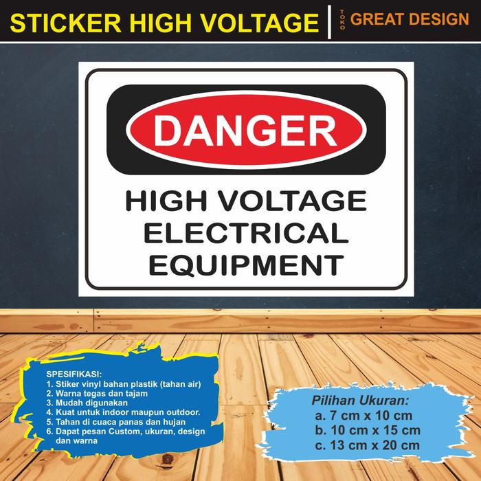 Gambar Stiker High Voltage Eletrical Equipment / Stiker Safety / Stiker K3 - 7 cm x 10 cm dari GREAT DESIGN undefined Tokopedia
