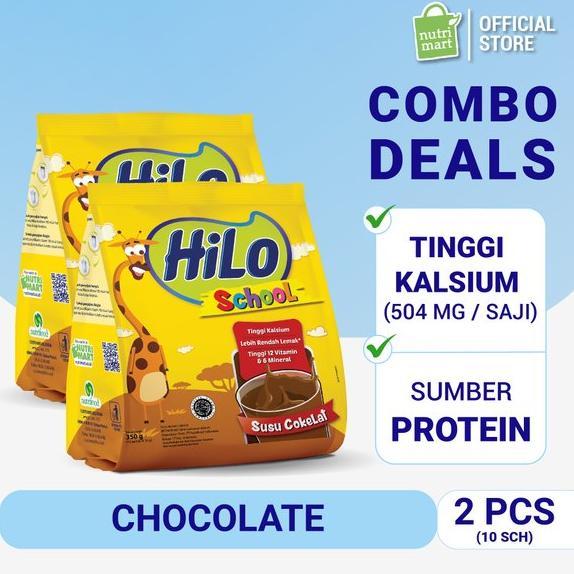Gambar Twin Pack - HiLo School Chocolate Gusset 350gr (10s x 35gr) - Susu Tinggi Kalsium Rendah Lemak dari Yunyun Sthore undefined Tokopedia