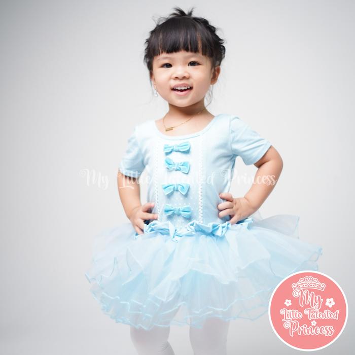 Gambar Dress Ballet Dance Anak IMPORT Short Sleeve Pita Rok Tutu Fluffy - Biru Muda, 2XL dari MyLittleTalentedPrincess undefined Tokopedia