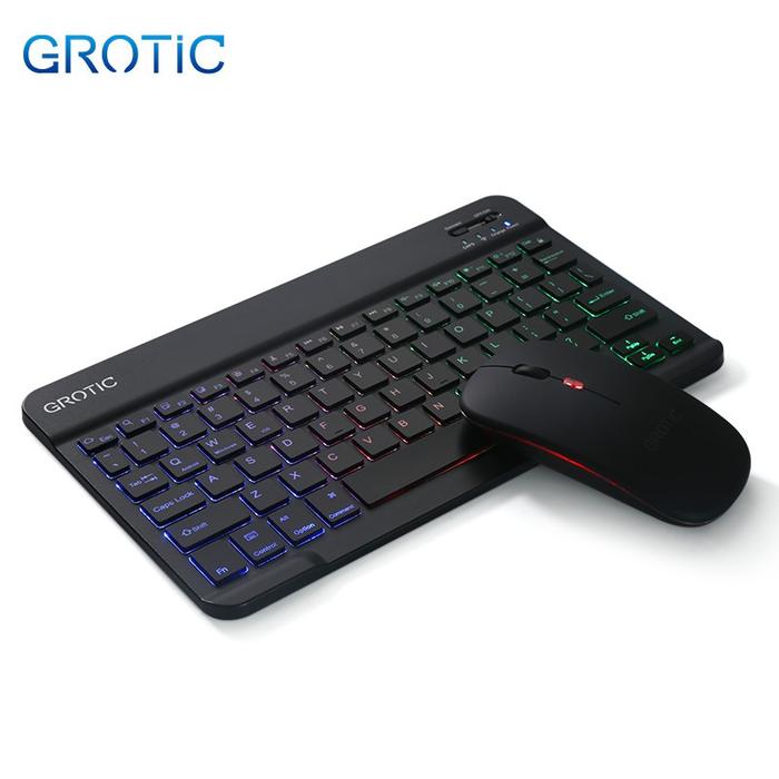 Gambar GROTIC Keyboard Wireless Bluetooth Portable 10 inch dengan Mouse - Hitam-LED dari Grotic Official Store undefined Tokopedia