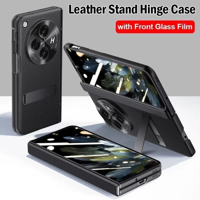 Gambar Case ViVo X Fold 3 Pro 5G LEATHER Spring Hinge Protect Lens 360 Front Screen Stand Vivo X3 fold3 Casing Cover - BLACK dari i-case undefined Tokopedia