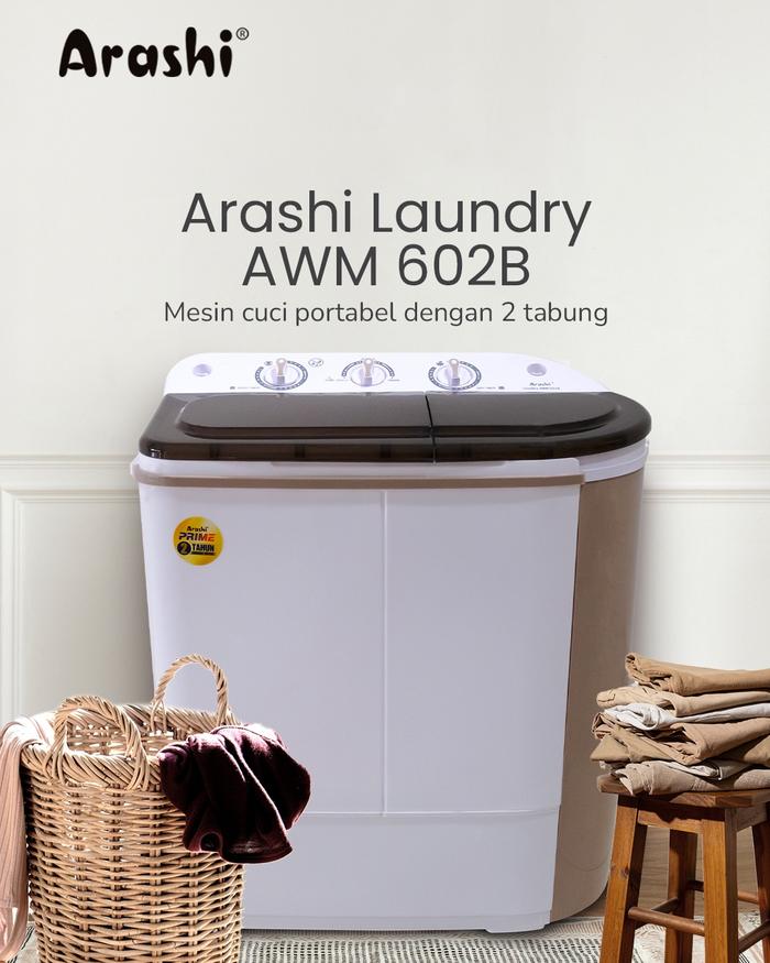 Gambar Arashi Mesin Cuci Mini 2 Tabung 6 Kg AWM-602B Laundry AWM602B - 2 Tabung 602B dari Sajun Electronic Kota Administrasi Jakarta Utara Tokopedia