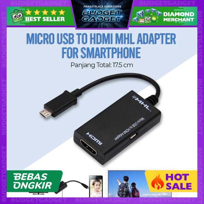 Gambar Micro USB to HDMI Adapter/ Smartphone ke TV HDMI up to 1280x720 MHL 01 dari BudgetGadget undefined Tokopedia