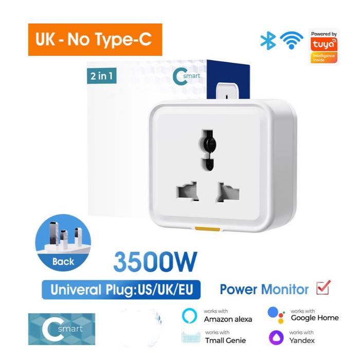 Gambar Smatrul Stop Kontak Travel Tuya Smart Home UK Plug Socket to UK EU US Universal Power Monitor 16A WiFi Travel Adapter Voice Works With Alexa Google Home | 2.022.0410 | MG-CZ109W-WIF-16A-POW-WN dari More More More More undefined Tokopedia