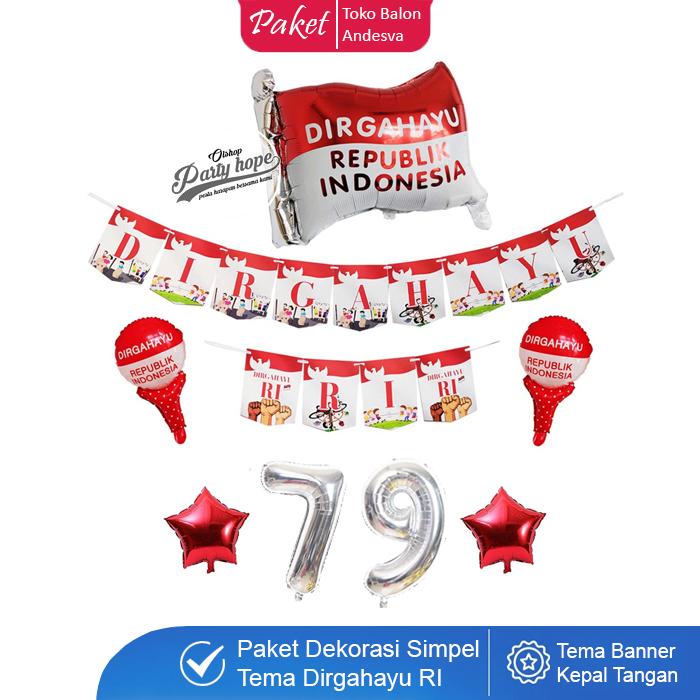 Gambar Paket Dekorasi Dirgahayu Ri Banner kertas 2 / aksesoris dekor hut ri - angka silver dari PARTY HOPE 2 undefined Tokopedia