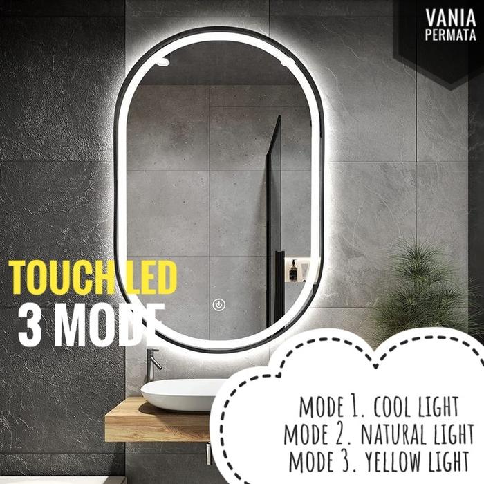 Gambar Cermin Led Touch Screen 3 Warna Kaca Wastafel Kamar Mandi Toilet - 50x80cm dari Vania Permata undefined Tokopedia