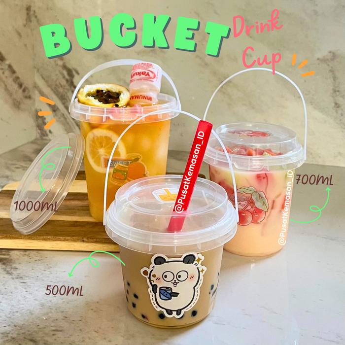 Gambar BUCKET DRINK CUP PLASTIK / MINI PAIL / EMBER MINI DESSERT DRINK 500ML 700ML 1000ML - BUCKET 500ML dari PusatKemasanID undefined Tokopedia