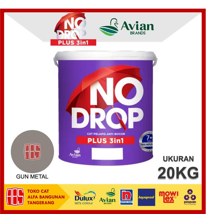 Gambar Cat No Drop Plus 3 in 1 [20KG] by Avian Brands - Cat Pelapis Anti Bocor - Cat Eksterior - Gun Metal dari Toko Cat Alfa Bangunan undefined Tokopedia
