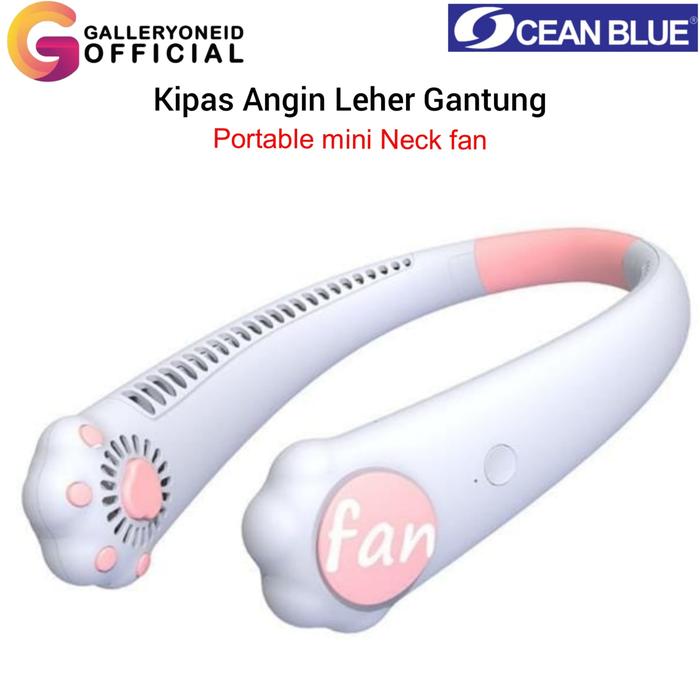 Gambar Kipas Angin Gantung Leher Portable USB Sport Lazy Neck Fan Oceanblue Cat Paw Olahraga outdoor - Putih dari galleryoneid official undefined Tokopedia