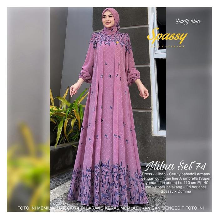 Gambar MILNA SET 16 | 35 | 71 | 69 | 74 (LABEL SAVNA) | GAMIS MOTIF BATIK ELEGAN TERBARU - Milna 74 Dusty dari saffanah mart undefined Tokopedia