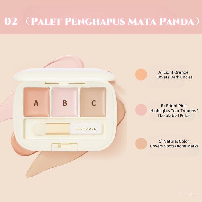 Gambar (READY) JUDYDOLL 3 COLOUR CONCEALER PALLETE / JUDYDOLL MOISTURIZING THREE-COLOR CONCEALER & CORECTOR - #02 dari Willbebetter23 undefined Tokopedia