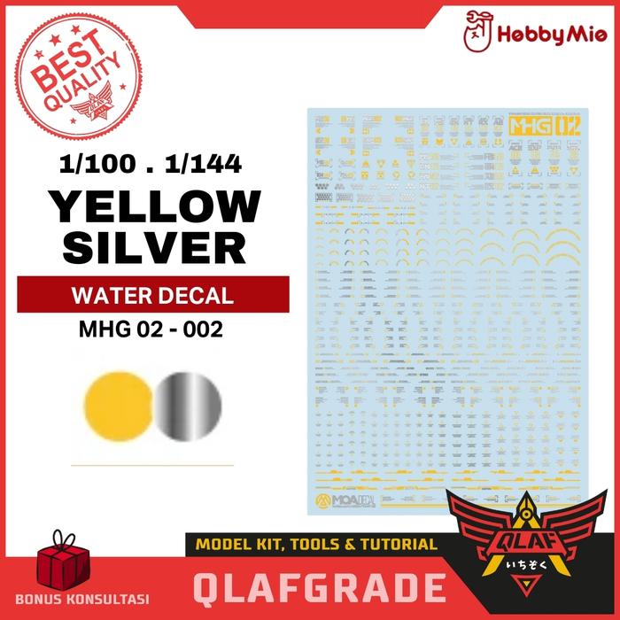 Gambar DECAL GUNDAM UV MGHG 02 - 1/100 1/144 white orange grey MG HG RG High Res. Hi Quality water slide decal stiker sticker scale model kit gundam hobby mio varian - YELLOW SILVER dari Wahkhilaf undefined Tokopedia