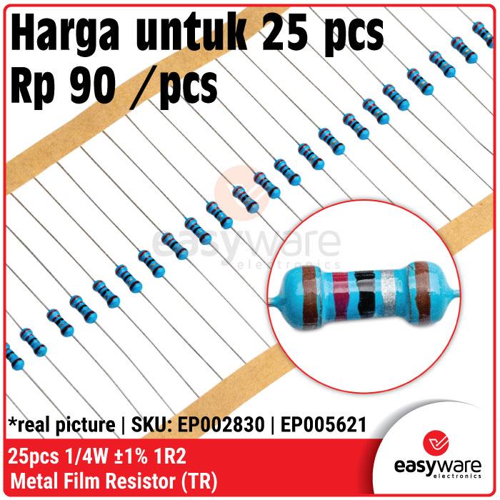 Gambar 25x Metal Film Resistor 1/4W 1% 1R 1R2 1R5 1R8 2R2 2R7 3R 3R3 3R9 4R7 - 1R2 dari EasyWare Electronics undefined Tokopedia
