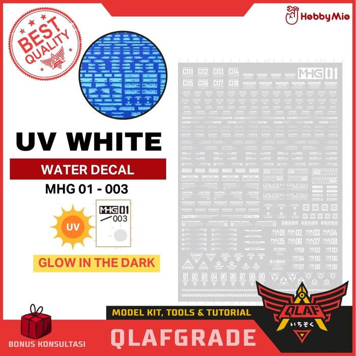 Gambar "DECAL GUNDAM UV MGHG 01 - 1/100 1/144 white orange grey MG HG RG High Res. Hi Quality water slide decal stiker sticker scale model kit gundam hobby mio varian     " - UV WHITE dari Wahkhilaf Kota Surabaya Tokopedia
