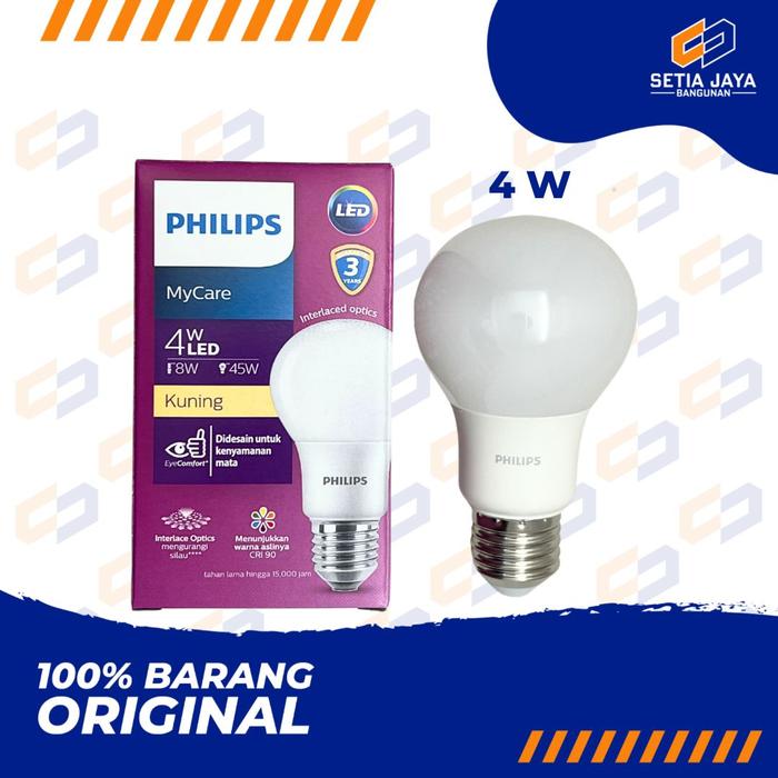 Gambar Lampu / Bohlam Led Kuning Philips 4 / 6 / 8 / 10 / 12 / 14 Watt MyCare - 4 - Kuning dari Setia Jaya Bangunan undefined Tokopedia