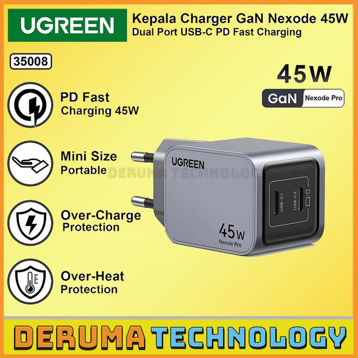 Gambar UGREEN Wall Charger 100w Nexode PRO GaN Mini 3-Port Type C Fast Charging PPS Adaptor Kepala Charger 45w 65w 160w - Nexode Pro 45W dari DERUMA TECHNOLOGY OFFICIAL undefined Tokopedia