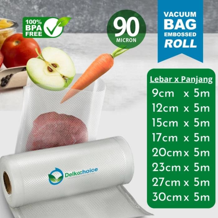 Gambar PLASTIK VACUUM EMBOSSED VAKUM EMBOS VACUM ROLL EMBOSS DELKOCHOICE 25X5 - TRANSPARAN, 23CM X 5M dari Sipacking Store undefined Tokopedia