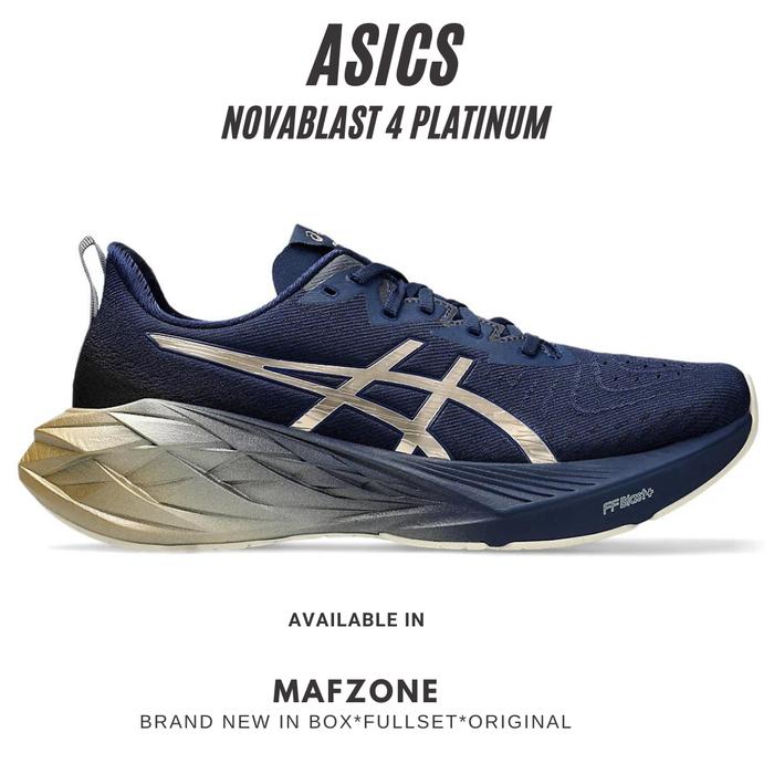 Gambar ASICS NOVABLAST 4 PLATINUM Mens Running Blue Expanse/Champagne ORIGINAL - 8.5 dari Mafzone runnning undefined Tokopedia