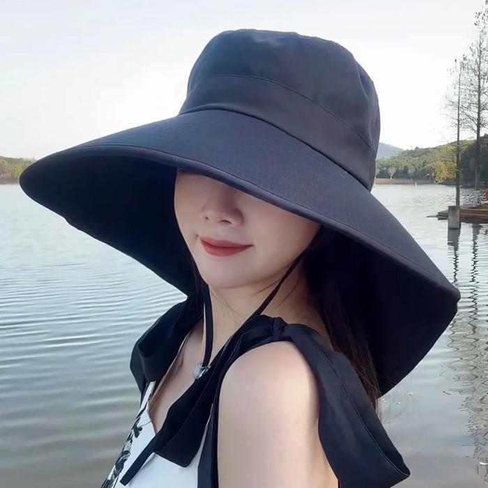 Gambar Topi Pantai Wanita Pelindung Sinar UV Matahari Fashion Korea Import Rajut Sun Visor Hat / Topi zwanita / Topi Visor / Topi Anti Matahari / Topi Cewek SH TP12 - HITAM dari MyLittle House undefined Tokopedia