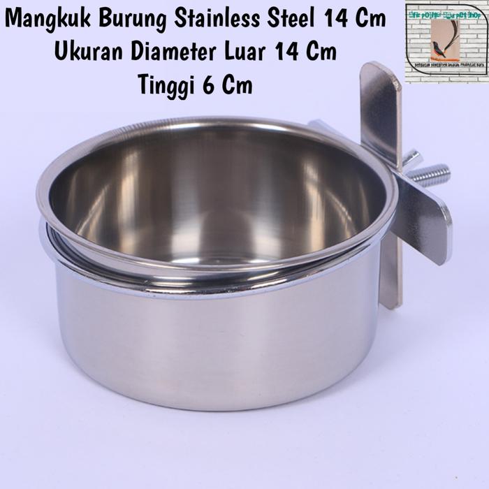Gambar MANGKUK STAINLESS STEEL WADAH TEMPAT PAKAN MINUM BURUNG - 14 Cm, Stainless Steel dari Afiz Poultry And Pet Shop undefined Tokopedia