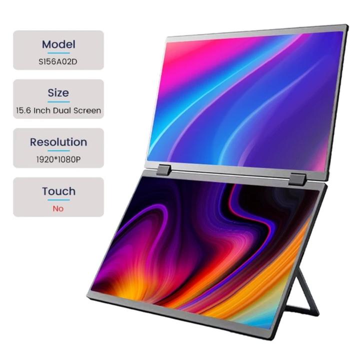 Gambar 15.6 dual screen Portable Monitor FHD With 360° Flip VESA External Screen For PC Laptop Mac Phone Xbox PS4/5 Switch - no touchscreen dari techheaven indonesia undefined Tokopedia