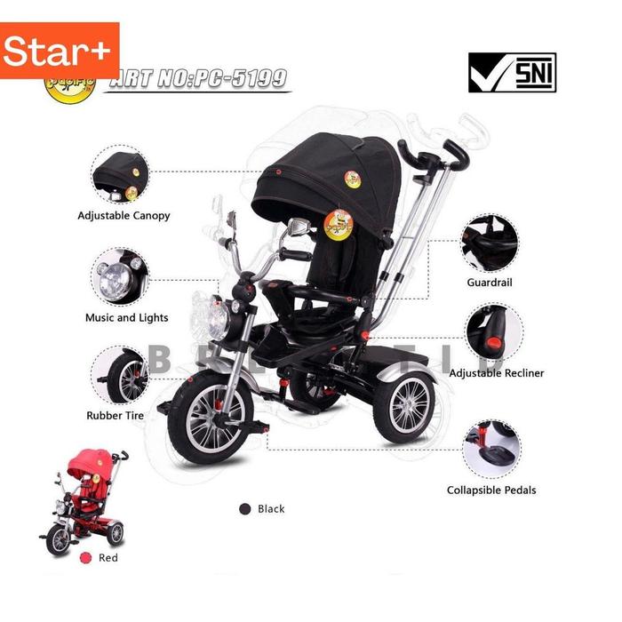 Gambar ~Harga Special~ Sepeda Anak Roda Tiga 5199 & 5199GP Stroll & Trike Lampu Music Buruan Sebelum Kehabisan - 5199, Merah dari Peterpan' undefined Tokopedia