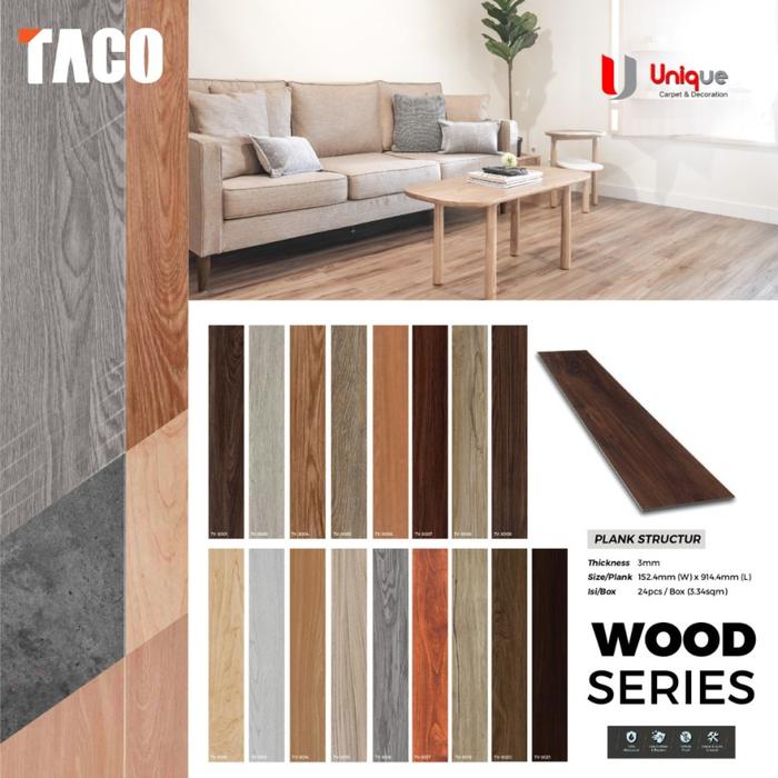 Gambar Taco Vinyl 3mm Motif Kayu / Lantai Flooring Tile Ruang Tamu / Kantor / Resepsionis / Vinyl Plank Motif Wood - Harga Perm2 dari Unique Toko Karpet Tangerang undefined Tokopedia