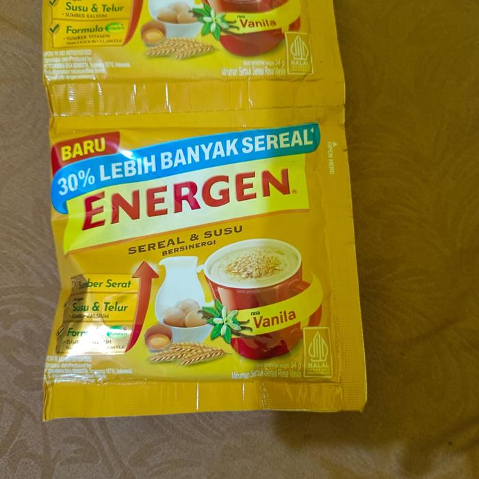 Gambar ENERGEN Coklat / Vanilla / Kacang Hijau / Jahe - Energen Sereal 1 Renceng 10 Sachet - Vanilla dari AbadiSembakoGrosir undefined Tokopedia
