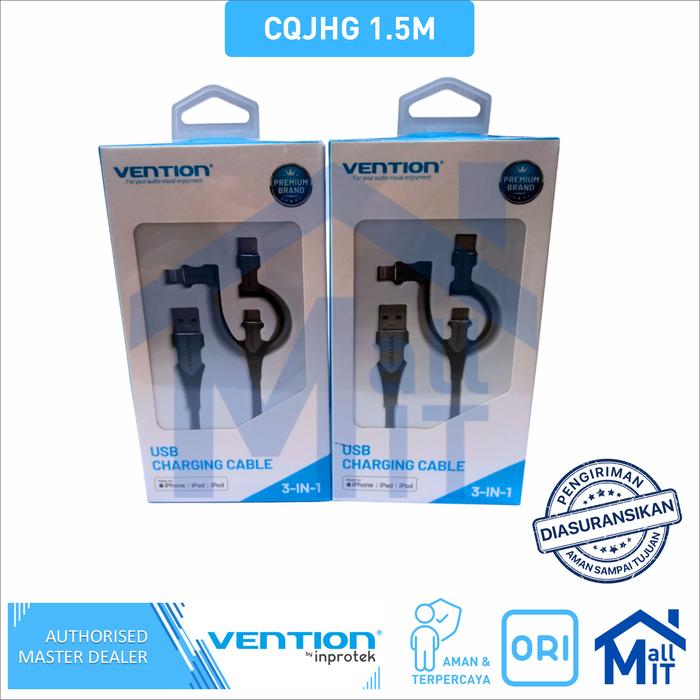 Gambar Vention Kabel Data Micro USB Type C Lightning Iphone Android 3IN1 CQJ - 1.5m dari Mall IT Medan undefined Tokopedia