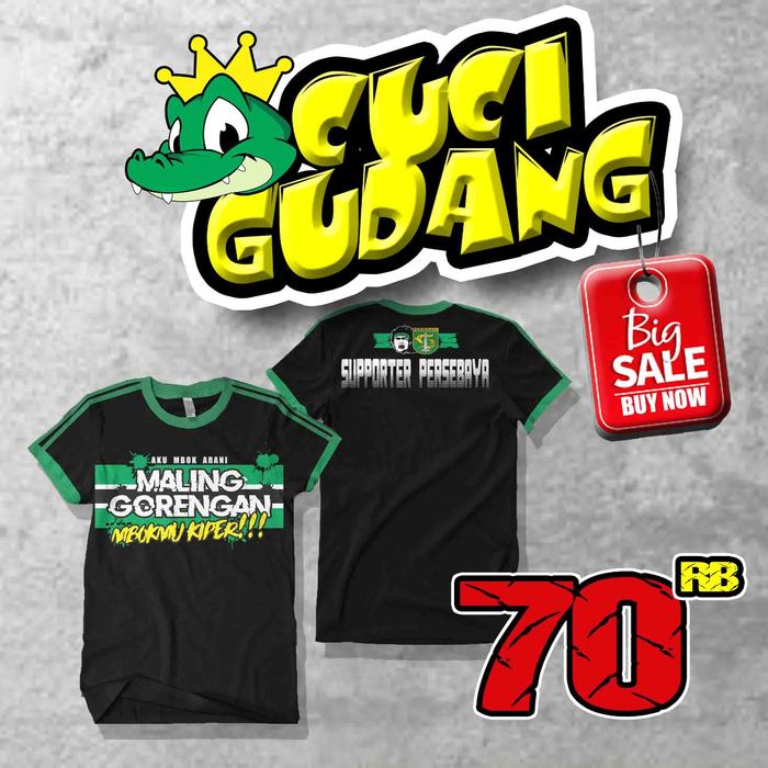 Gambar T-shirt bonek Kaos BONEK MALING GORENGAN TIGA STRIP HIJAU HITAM COTTON COMBAT 24S - M dari babydileshopbekasi undefined Tokopedia