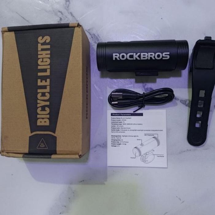Gambar Lampu DEPAN sepeda USB recharegable/Deskripsi Lampu Senter ROCKBROS R1-800 USB Rechargeable - Black dari sparepartbicycle undefined Tokopedia